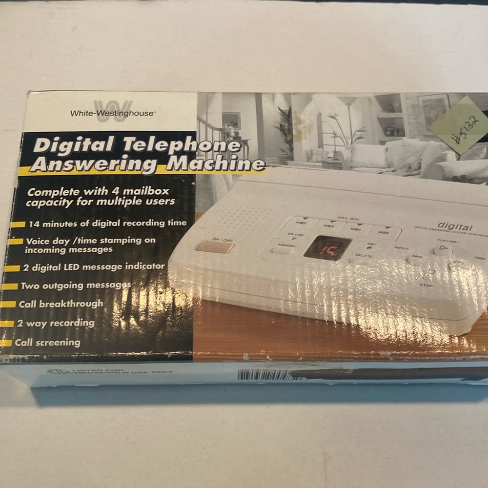 NIB & Vintage 1997 White-Westinghouse Digital Telephone Answering Machine